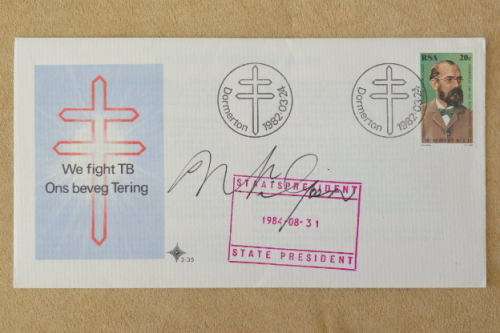 An RSA (1984) 'We Fight TB' first day cover w/ stamps - Signed by Marais Viljoen! - RS17Sale
