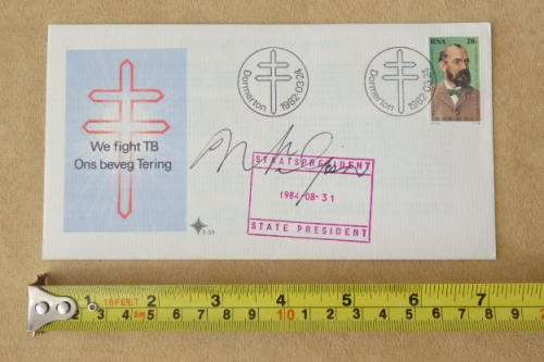 An RSA (1984) 'We Fight TB' first day cover w/ stamps - Signed by Marais Viljoen! - RS17Sale