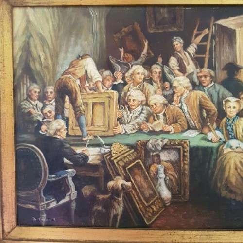 A magnificent original signed "R. De Greef" oil on board painting in an superb antique gild frame