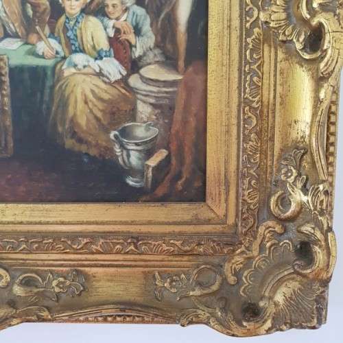 A magnificent original signed "R. De Greef" oil on board painting in an superb antique gild frame