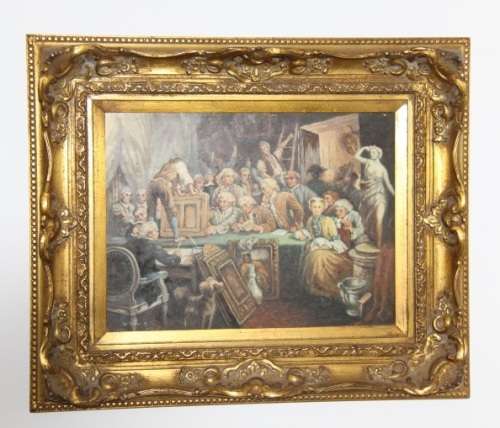 A magnificent original signed "R. De Greef" oil on board painting in an superb antique gild frame