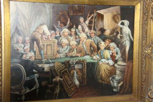 A magnificent original signed "R. De Greef" oil on board painting in an superb antique gild frame