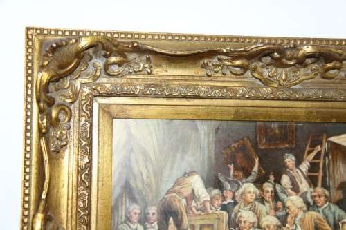 A magnificent original signed "R. De Greef" oil on board painting in an superb antique gild frame