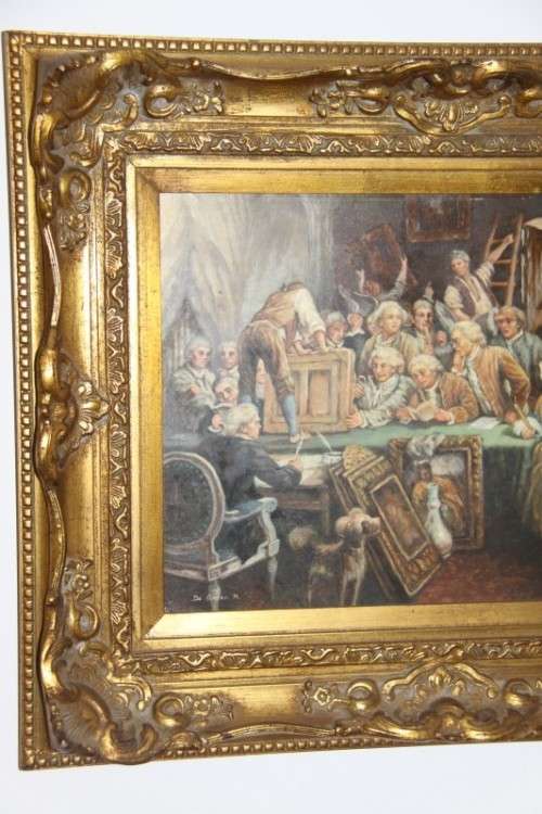 A magnificent original signed "R. De Greef" oil on board painting in an superb antique gild frame