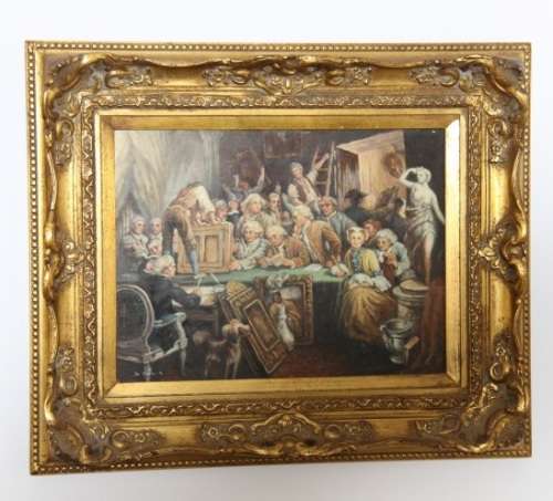 A magnificent original signed "R. De Greef" oil on board painting in an superb antique gild frame