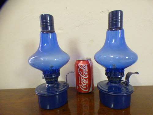 Two lovely blue kerosene/paraffin table lamps in great  condition. Great in informal areas | RS17