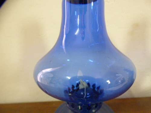Two lovely blue kerosene/paraffin table lamps in great  condition. Great in informal areas | RS17