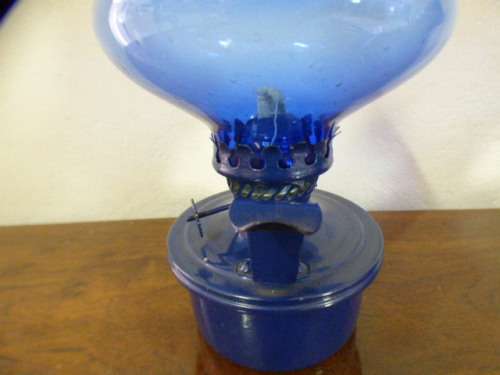 Two lovely blue kerosene/paraffin table lamps in great  condition. Great in informal areas | RS17