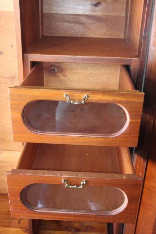 A stunning double-door solid Imbuia ball & claw wardrobe w/ solid brass embellishments & ample space