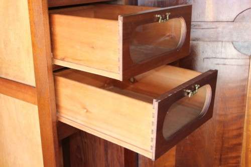 A stunning double-door solid Imbuia ball & claw wardrobe w/ solid brass embellishments & ample space