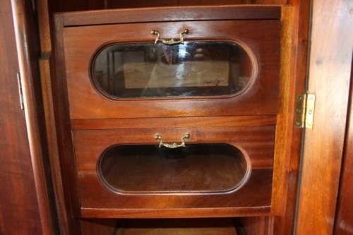 An incredible three-door solid Imbuia ball & claw wardrobe w/ solid brass embellishments