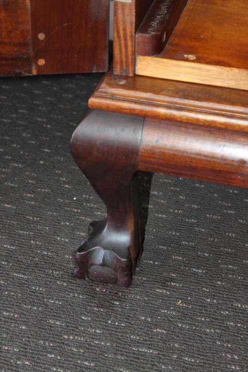 An incredible three-door solid Imbuia ball & claw wardrobe w/ solid brass embellishments