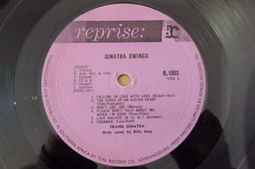 A magnificent Frank Sinatra "Sinatra Swings" (1961) vinyl LP in very good condition