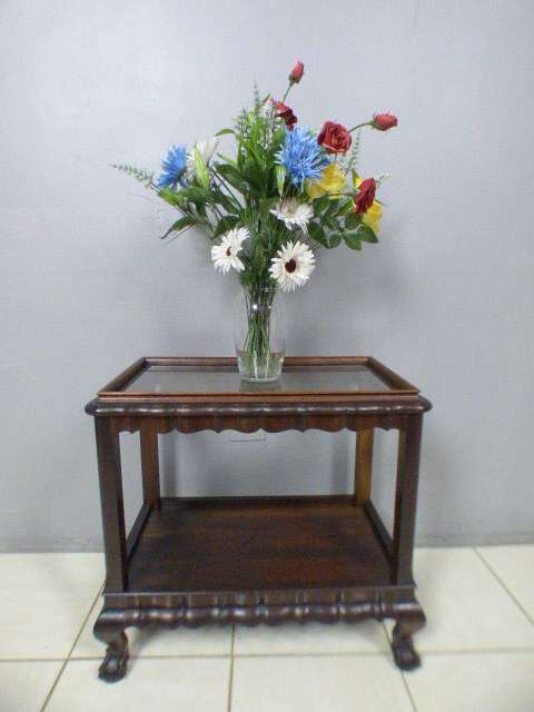 Magnificent vintage ball & claw glass top butlers tray/display table in amazing condition!!!