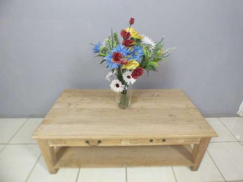 A superb (larger) light wood coffee table with four drawers - stunning!! - ideal for shabby chic too