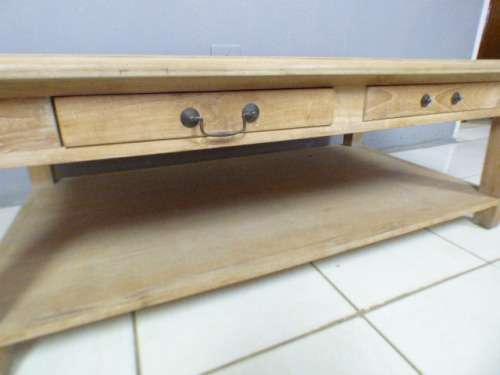 A superb (larger) light wood coffee table with four drawers - stunning!! - ideal for shabby chic too