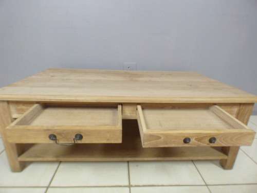 A superb (larger) light wood coffee table with four drawers - stunning!! - ideal for shabby chic too