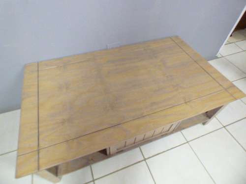 A lovely large centre coffee table w/ large cupboard in the middle; perfect to distress /shabby chic