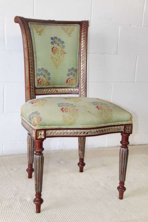 A fabulous Louis XVI revival chair w/ upholstered seat and incredible fluted carved legs