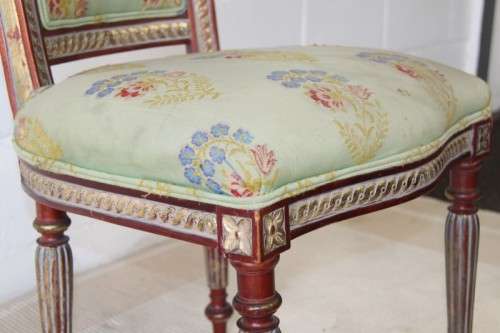A fabulous Louis XVI revival chair w/ upholstered seat and incredible fluted carved legs
