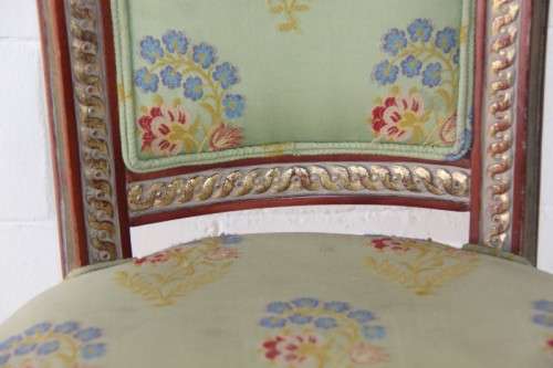 A fabulous Louis XVI revival chair w/ upholstered seat and incredible fluted carved legs