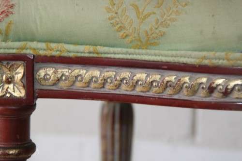 A fabulous Louis XVI revival chair w/ upholstered seat and incredible fluted carved legs