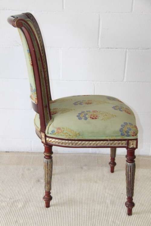 A fabulous Louis XVI revival chair w/ upholstered seat and incredible fluted carved legs