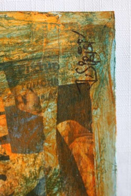 An awesome original signed unframed "Dumisani Sibisi" mixed media painting titled "Game, Set, Match"