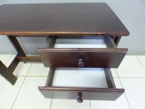 A lovely wooden writing/work desk with two spacious drawers in good condition. Perfect to paint.