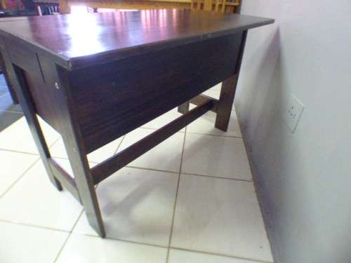 A lovely wooden writing/work desk with two spacious drawers in good condition. Perfect to paint.