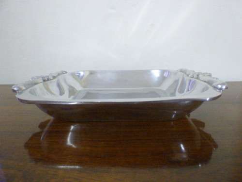 A stunning handmade in Mexico pewter serving dish. Beautiful detail and craftsmanship!!
