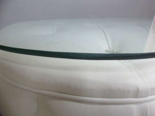 A superb x-large PU leather Chesterfield style ottoman/coffee table w crystal like studs. Gorgeous!!