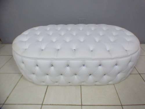 A superb x-large PU leather Chesterfield style ottoman/coffee table w crystal like studs. Gorgeous!!