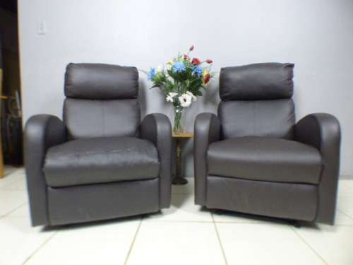 2 beautiful PU leather recliner chairs, fantastic in a sun room, patio, porch!!