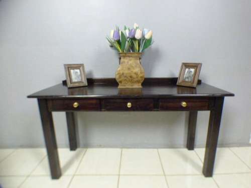 Spectacular wood buffet console/hall table with three spacious drawers in remarkable condition