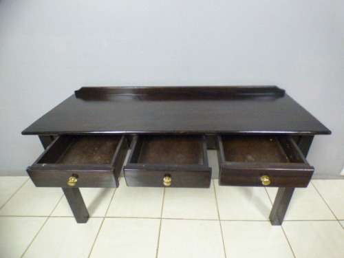 Spectacular wood buffet console/hall table with three spacious drawers in remarkable condition