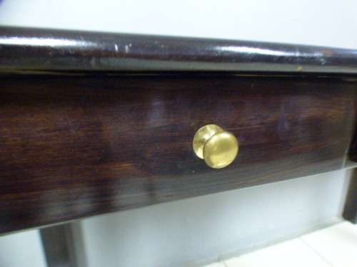 Spectacular wood buffet console/hall table with three spacious drawers in remarkable condition