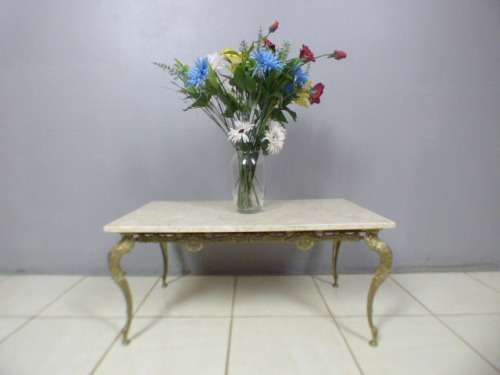 A superb solid brass and marble top coffee table. - stunning in formal lounges, entrances!!