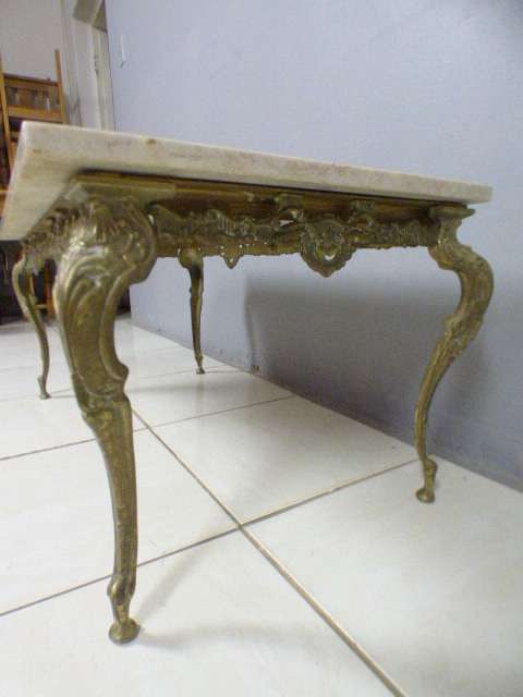 A superb solid brass and marble top coffee table. - stunning in formal lounges, entrances!!