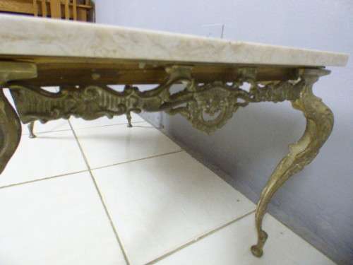 A superb solid brass and marble top coffee table. - stunning in formal lounges, entrances!!