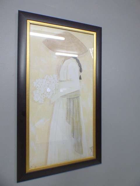 A gorgeous print framed behind glass signed Dothy. Stunning art!!   RS17Sale