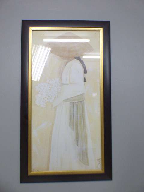 A gorgeous print framed behind glass signed Dothy. Stunning art!!   RS17Sale