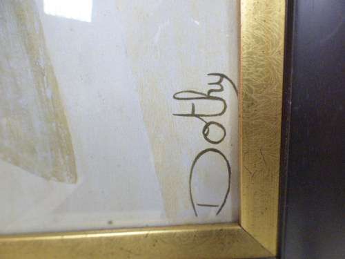 A gorgeous print framed behind glass signed Dothy. Stunning art!!   RS17Sale