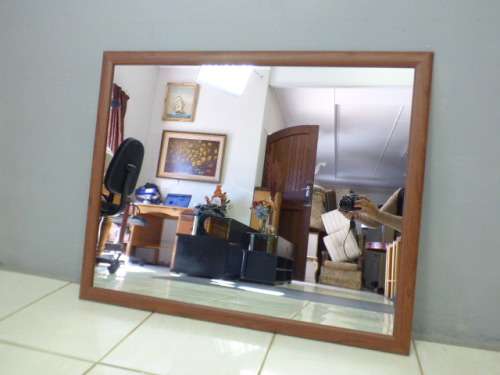 Lovely large framed wall mirror. Perfect in informal living areas, pub, lapa, patio. - RS17Sale