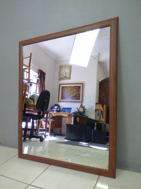 Lovely large framed wall mirror. Perfect in informal living areas, pub, lapa, patio. - RS17Sale