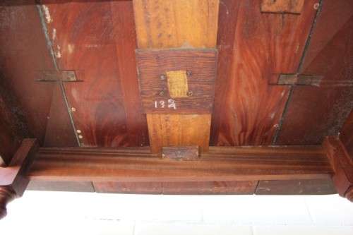 A wonderful solid teak "drop-leaf" table w/ side panels, very compact and perfect for limited space