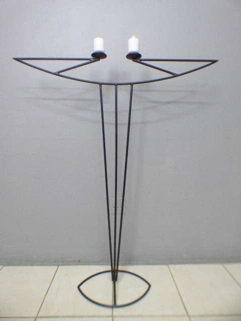 **RS17** A stunning pair of tall wrought iron 2-candle candle stands in awesome condition