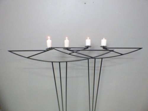 **RS17** A stunning pair of tall wrought iron 2-candle candle stands in awesome condition