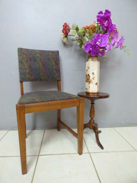 A lovely vintage upholstered Oak occasional chair, perfect in informal areas.
