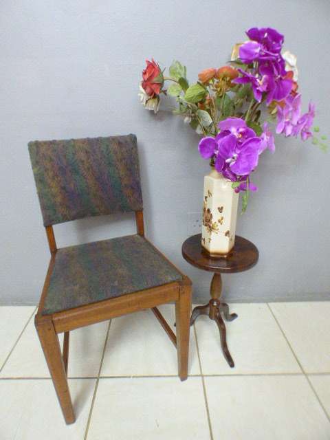 A lovely vintage upholstered Oak occasional chair, perfect in informal areas.